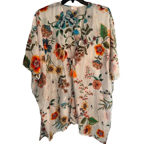 JOHNNY WAS S/M Ardella Kimono Cover-up floral Silk Blend $248 - Picture 1 of 11